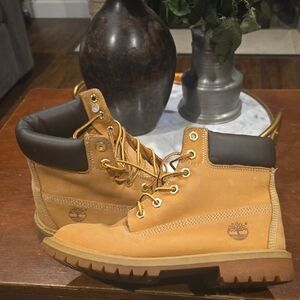 Junior Timberland® Premium 6-Inch Waterproof Boot Wheat Color.